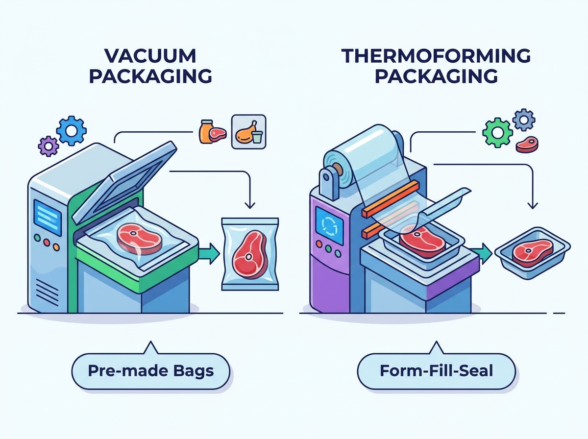 Industrial Food Packaging Machines in a meat processing facility