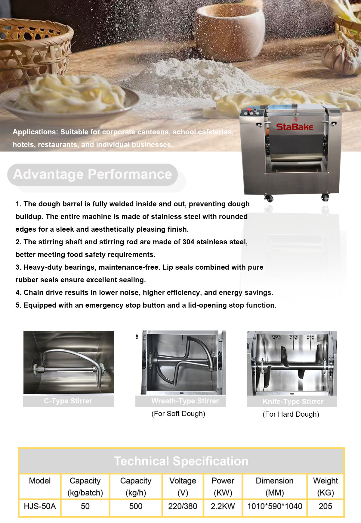 horizontal dough mixer